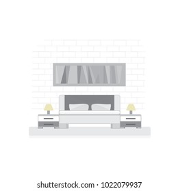 Modern light bedroom in flat design