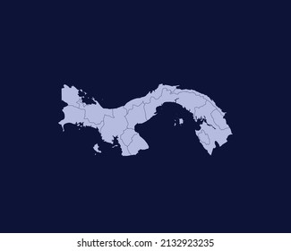 Modern Light Blue Color High Detailed Border Map Of Panama Isolated on Blue Background Vector