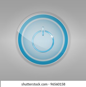 Modern light blue power on button