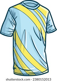 Modern light blue yellow men's t-shirt cartoon illustration