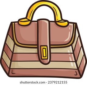 Modern light brown stripes woman purse cartoon illustration