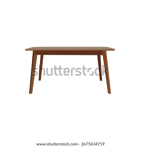 Modern light brown wooden dining table isolated on white