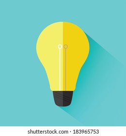 Modern light bulb flat icon with shadow effect,vector design