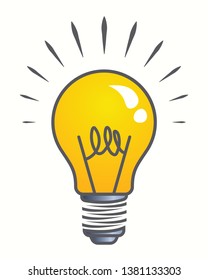 Modern Light Bulb Icon  Design Isolated On White Background