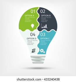 Modern light bulb infographic. Template for presentation, chart, graph. Vector illustration