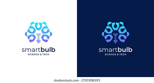 Modern of light bulb and Molecule Tech logo design inspirations. Abstract vector combine based Icons template.	
