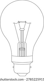 Modern light bulb outline illustration in clean minimal line art style, perfect for electricity, innovation, energy, technology, creative ideas, and digital graphic design projects.