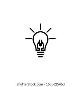 modern light bulb pen logo design vector