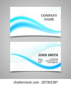 Modern light business card template with color waves
