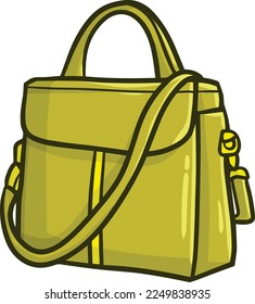Modern light green woman purse cartoon illustration
