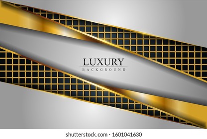 Modern light grey background with elegant golden lines. Background design template