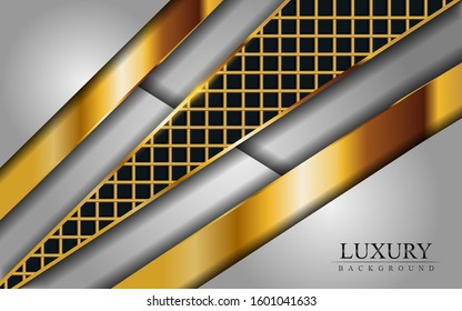 Modern light grey background with elegant golden lines. Background design template