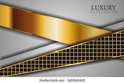 Modern light grey background with elegant golden lines. Background design template