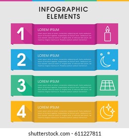 Modern light infographic template. infographic design with light icons includes moon and stars, candle. can be used for presentation, diagram, annual report, web design. 