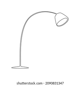 Lámpara de luz moderna para decoraciones caseras de líneas de contorno de diseño de loft. Linterna alta y foco en una simple silueta lineal. Ilustración del vector Doodle