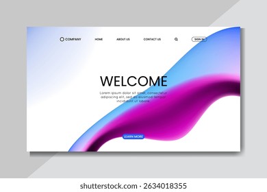 Modern Light Landing Page with Abstract Blue and Purple Wave Gradient