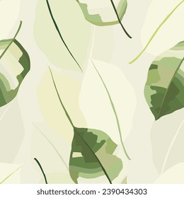 Modern light minimal leaves print. Hand drawn collage contemporary seamless pattern. 