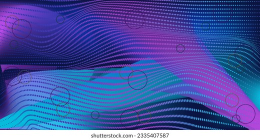 Modern light point Hi-tech digital technology concept. High tech computer illustration with purple and dark blue gradient background