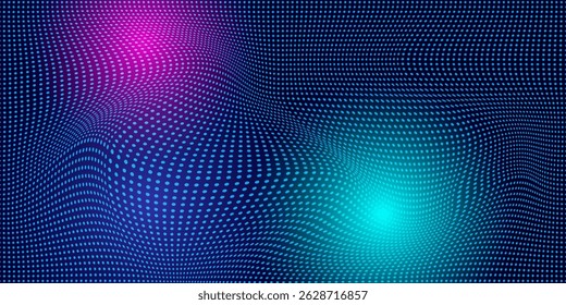 Modern light point Hi-tech digital technology concept. High tech computer illustration with purple and dark blue gradient background