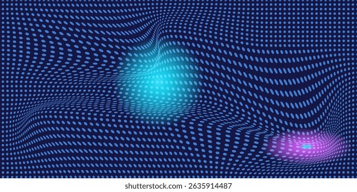 Modern light point Hi-tech digital technology concept. High tech computer illustration with purple and dark blue gradient background