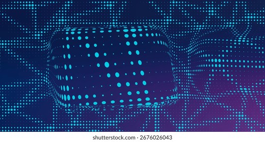 Punto de luz moderno Concepto de tecnología digital de alta tecnología. Ilustración de computadora de alta tecnología con fondo degradado púrpura y azul oscuro