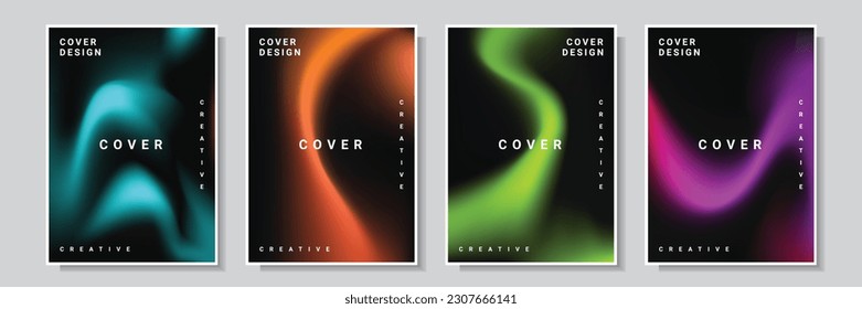 modern light wave gradation abstract colorful cover template background, set collection design vector