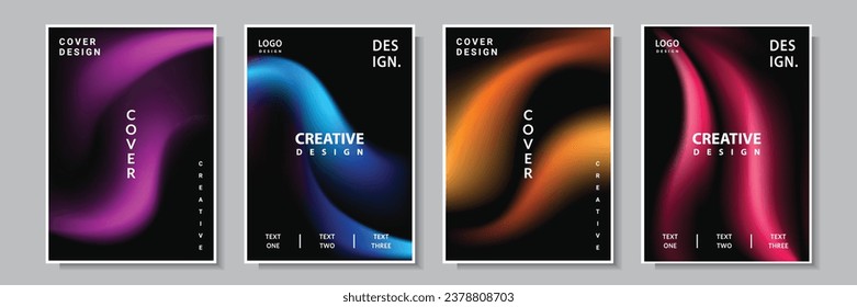 modern light wave gradation abstract style cover template multicolor background, set collection design vector