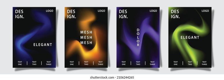 modern light wave gradation mesh colorful abstract style cover template background, set collection design vector graphic
