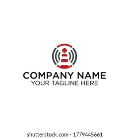 Modern Lighthouse Communication Technology Logo Illustration In Isolated White Background