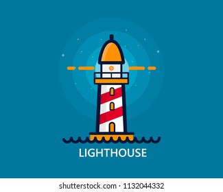 Modern Lighthouse icon. Lighthouse logo design. Vector illustration