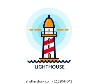 Modern Lighthouse icon. Lighthouse logo design. Vector illustration