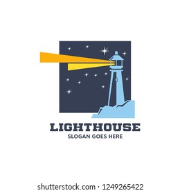 Modern lighthouse logo template. Nautical icon