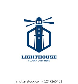 Modern lighthouse logo template. Nautical icon