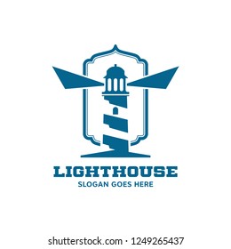 Modern lighthouse logo template. Nautical icon