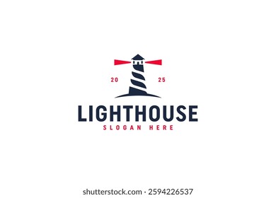 modern lighthouse symbol logo business vector design template with elegant, vintage, clean and simple styles