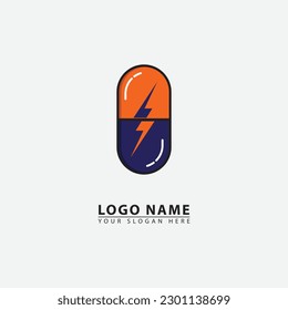 modern lightning capsule logo icon. Abstract vector graphic in a simple elegant flat illustration style.