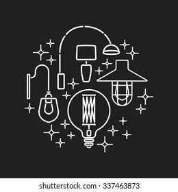Modern Lights Cover .Round logos. Loft & black and white style. Trendy colors. Vector illustration