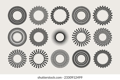 Modern line abstract circle frame border logo design set. Luxury line round logo.