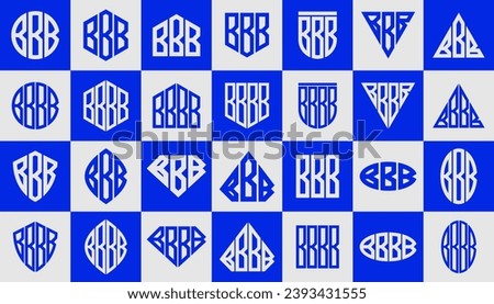 Modern line abstract shape letter B BBB BBBB logo design set