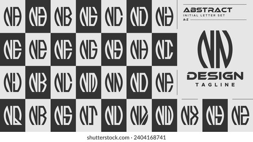 Modern line abstract shape N NN letter logo design set