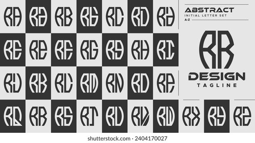 Modern line abstract shape R RR letter logo design set