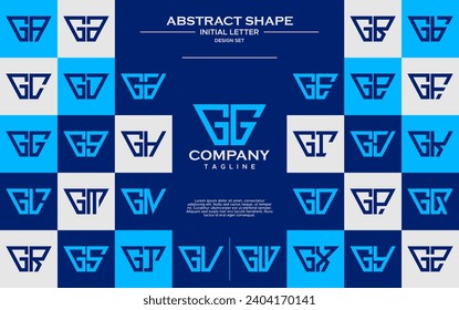 Modern line abstract trapezium letter G GG logo design set