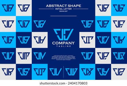 Modern line abstract trapezium letter J JJ logo design set