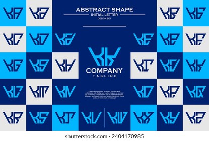 Modern line abstract trapezium letter K KK logo design set