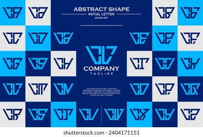 Modern line abstract trapezium letter L LL logo design set