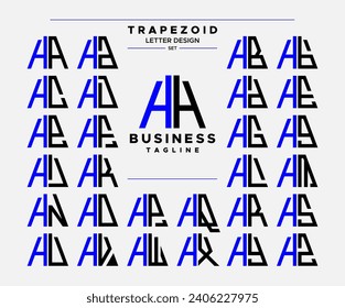 Modernes, abstraktes Trapezzeichen H HH Logo Design Set