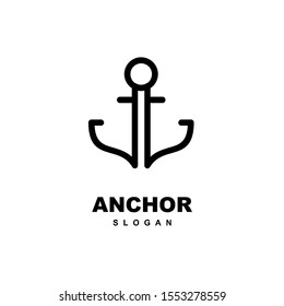 Modern Line anchor logo icon design vector illustration