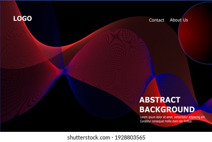 modern line art background for landing page. dark mode of landing page template with fluid line art.