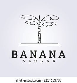 modern line art banana tree logo vector illustration design