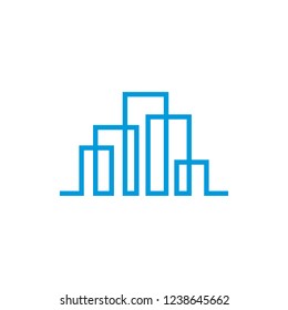 Modern line art City logo template. City skyline line art vector illustration